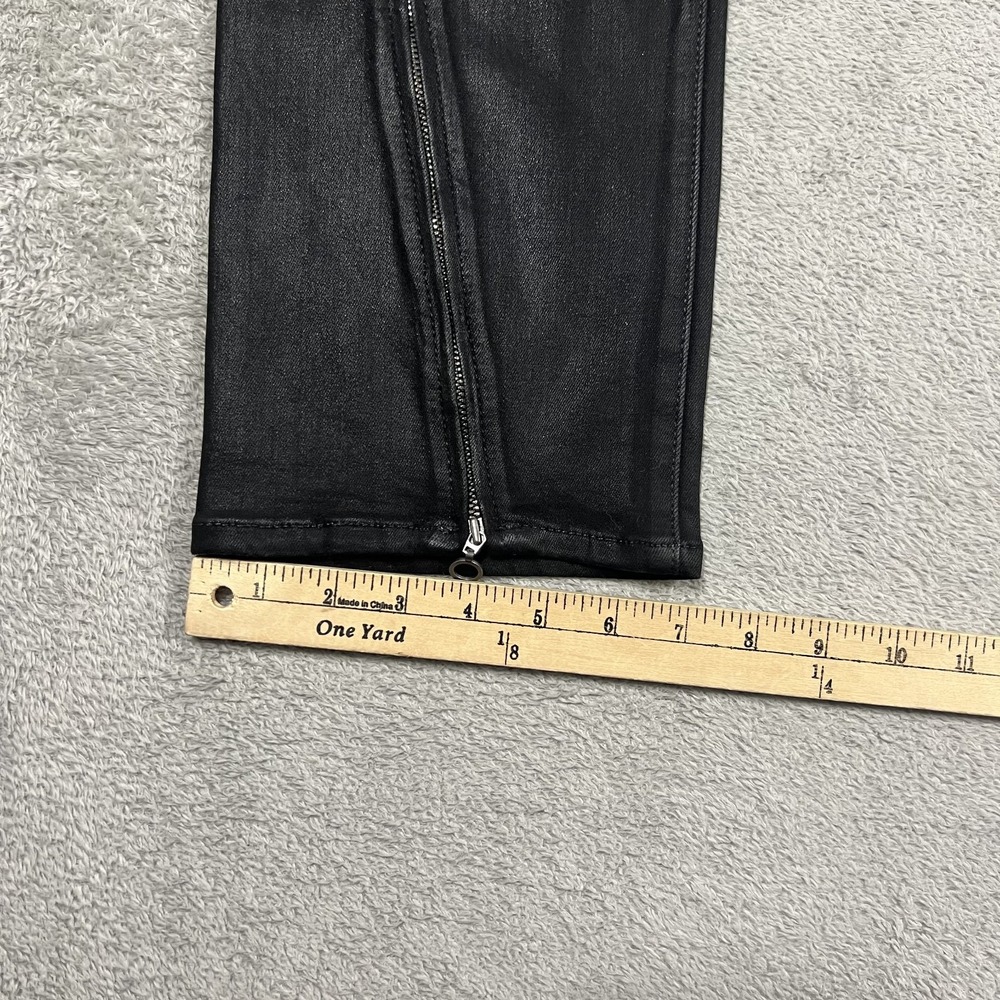 Paige Pants Womens 26 Black Luxe Coating Stella Flap Cargo Pockets Zip Straight - Picture 3 of 14